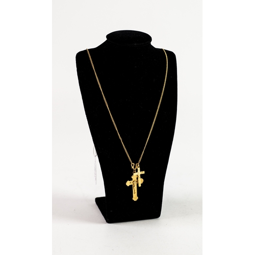 107 - CHINESE GOLD FINE CHAIN NECKLACE, approximately 20in (51cm) long, with GOLD CRUCIFIX PENDANT, 1 3/8 ... 