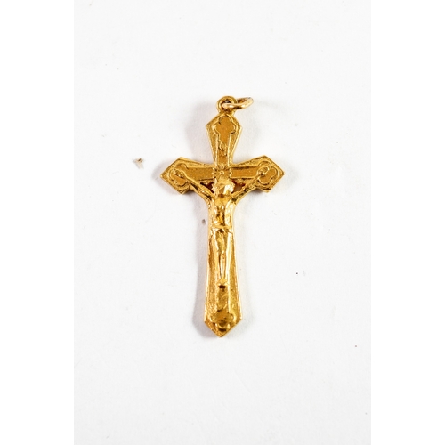 111 - CHINESE GOLD CRUCIFIX PENDANT, 1 1/2in (3.5cm) high, 4.5gms, (tests 23.81ct)