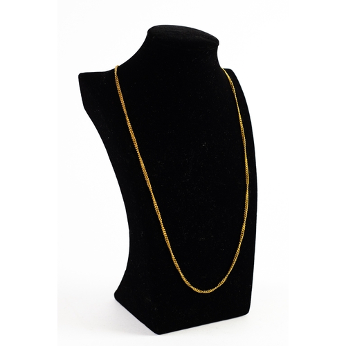 94 - CHINESE GOLD LONG CURB LINK CHAIN NECKLACE, hook fastening, approximately 26in (66cm) long, 37.2gms ... 