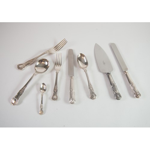 523 - NINETY FOUR PIECE TABLE SERVICE OF KINGS PATTERN ELECTROPLATED CUTLERY BY WALKER & HALL, compris... 