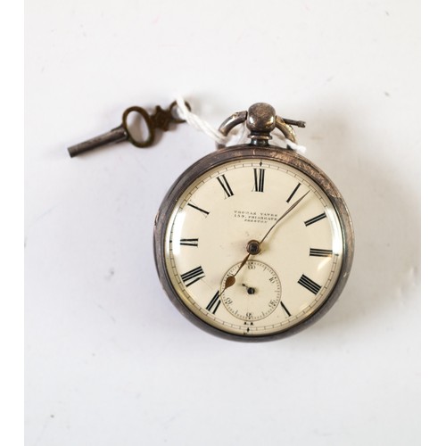 37 - THOMAS YATES - FRIARGATE PRESTON 19TH CENTURY SILVER CASED OPEN FACE POCKET WATCH with key wind chai... 