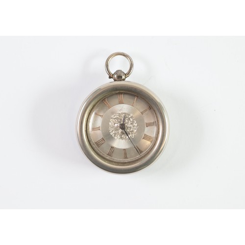 16 - VICTORIAN SILVER POCKET WATCH with key wind movement, engine turned, roman dial with gold numerals, ... 