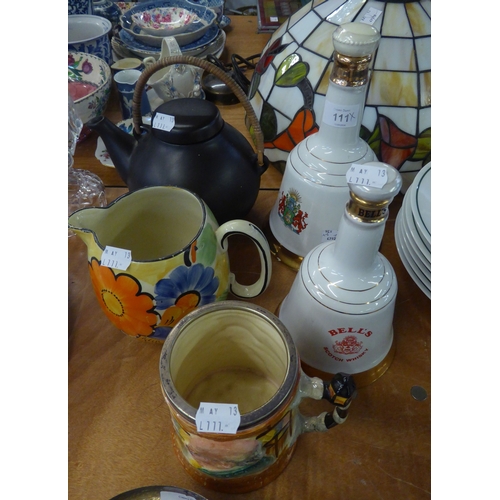 62 - VINTAGE FINNISH 'ARABIA' BROWN GLAZED STONEWARE TEAPOT dated 9-68, also TWOBELL'S WHISKY ROYAL COMME... 