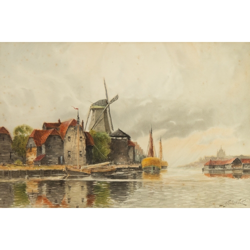 288 - NORRIS FOWLER WILLATT (LOUIS VAN STRAATEN), (1859-1924) PAIR OF WATERCOLOURS River scenes with barge... 