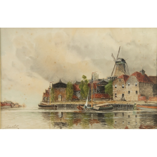 288 - NORRIS FOWLER WILLATT (LOUIS VAN STRAATEN), (1859-1924) PAIR OF WATERCOLOURS River scenes with barge... 