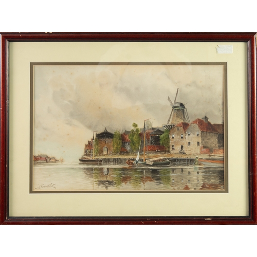 288 - NORRIS FOWLER WILLATT (LOUIS VAN STRAATEN), (1859-1924) PAIR OF WATERCOLOURS River scenes with barge... 