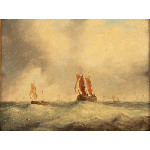 201 - STYLE OF CLARKSON STANFIELD R A (1793-1867)OIL PAINTING ON BOARDSeascape with sailing craft8 ¾