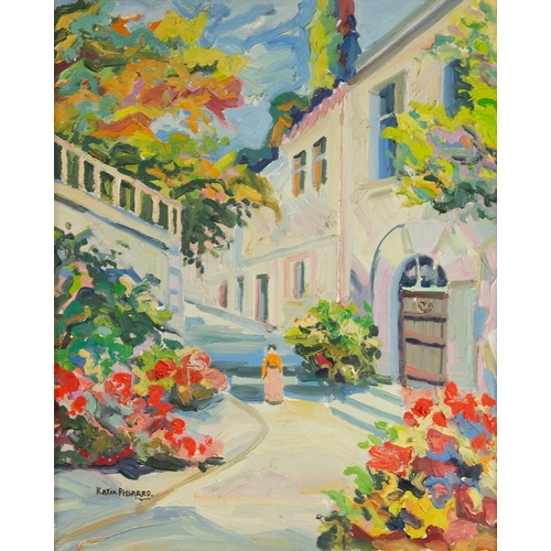 204 - KATIA PISSARRO, nee MARREC (1936-2001)OIL PAINTING ON CANVAS'La Rue Du Village'Signed lower left, ti... 