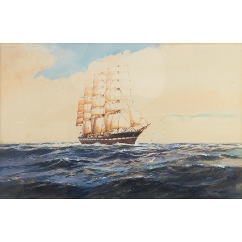 266 - ROBERT McGREGOR (1847/8-1922) WATERCOLOUR Four masted sailing ship under full sail Signed 12 ½” x 19... 