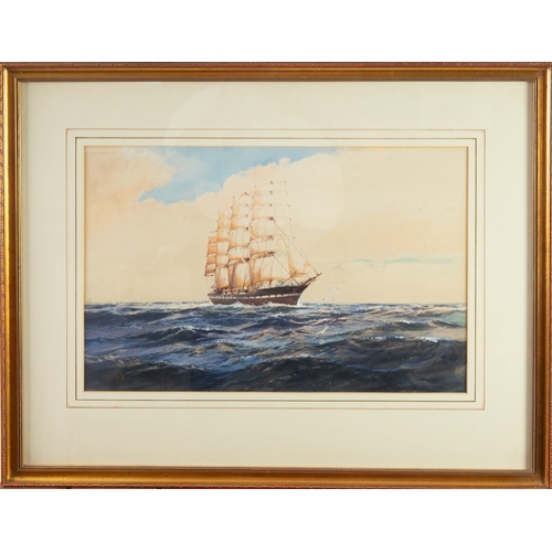 266 - ROBERT McGREGOR (1847/8-1922) WATERCOLOUR Four masted sailing ship under full sail Signed 12 ½” x 19... 