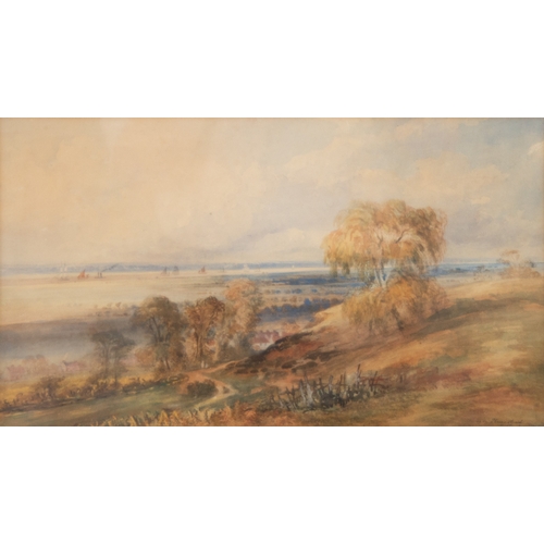 267 - THOMAS LINDSAY (1793-1861) WATERCOLOUR‘Near Plumstead’ view with the Thames in the distanceSigned an... 