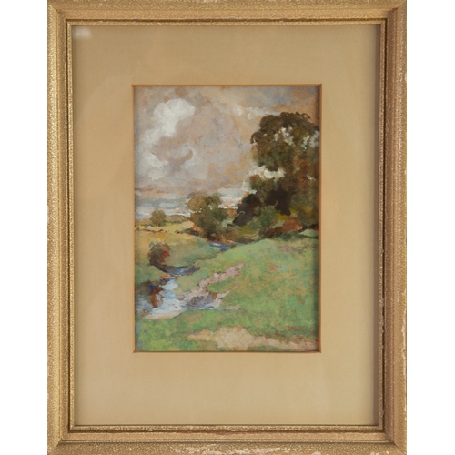 249 - DAVID WOODLOCK (1842-1929)WATERCOLOUR HEIGHTENED WITH WHITE ON BUFF PAPER'Near Beeston Castle, Chesh... 