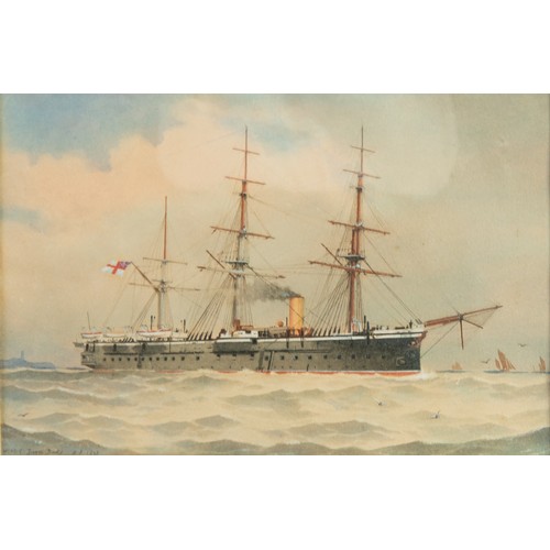 258 - H B (LATE NIETEENTH CENTURY)PAIR OF WATERCOLOURS‘H M S GALATEA’‘H M S IRON DUKE’ Signed with initial... 