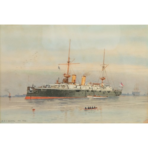 258 - H B (LATE NIETEENTH CENTURY)PAIR OF WATERCOLOURS‘H M S GALATEA’‘H M S IRON DUKE’ Signed with initial... 