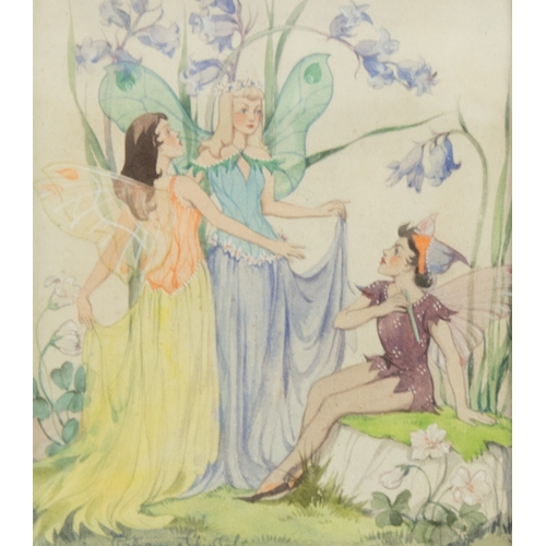 261 - PATIENCE ARNOLD (1901-1992) WATERCOLOUR Fairies Signed, presentation inscription verso, unsigned, da... 