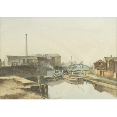 254 - JOHN LEWIS CHAPMAN (1949) WATERCOLOUR Industrial canal scene Signed 9” x 12 ½” (22.9cm x 31.8cm)... 