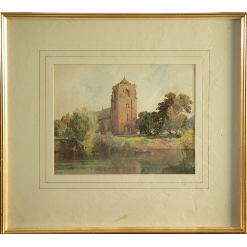 279 - HENRY P WEAVER (EARLY TWENTIETH CENTURY)WATERCOLOUR Church on the banks of a river Signed and dated ... 