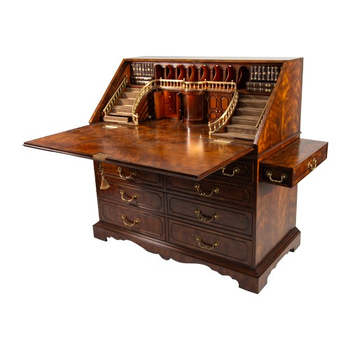 61 - BRIGHTS OF NETTLEBED FIGURED MAHOGANY 'ALTHORP'-INSPIRED LATE GEORGIAN STYLE INGENIOUS BUREAU, the s... 