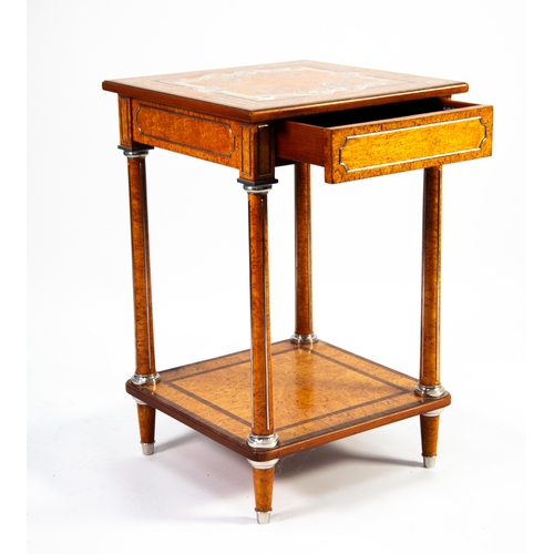 63 - BRIGHTS OF NETTLEBED, THEODORE ALEXANDER, PAVLOVSK, BURRWOOD AND CROSS-BANDED SQUARE LAMP TABLE, wit... 