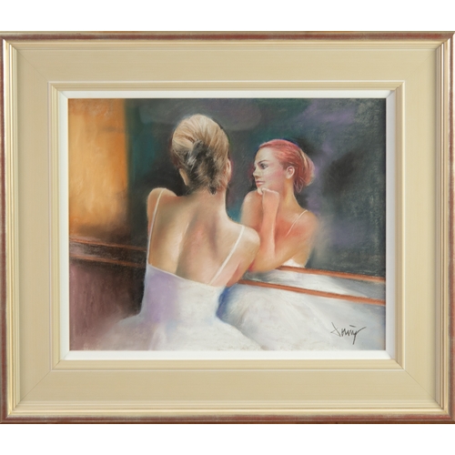 114 - DOMINGO (1946) PASTEL‘La Reflexion de un Bailarin’ Signed, titled to gallery label verso 15” x 19” (... 