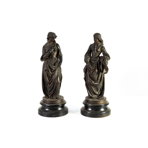 50 - PAIR OF FRENCH PATINATED SPELTER FIGURES, ‘Jolie Fille de Perth’ (the pretty lady of Perth) and ‘Fia... 