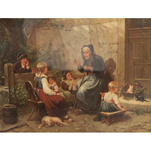 231 - MARK WILLIAM LANGLOIS (1848-1924) OIL PAINTING LAID ON BOARDTelling Stories Signed with initials M L... 