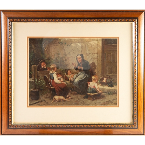 231 - MARK WILLIAM LANGLOIS (1848-1924) OIL PAINTING LAID ON BOARDTelling Stories Signed with initials M L... 