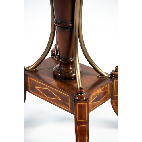 65 - THEODORE ALEXANDER, HAND-MADE REGENCY STYLE MAHOGANY OCCASIONAL TABLE, with brass line inlay and cro... 