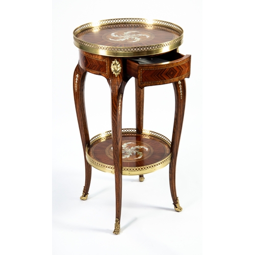 68 - BRIGHTS OF NETTLEBED, THEODORE ALEXANDER, HAND-MADE MAHOGANY CIRCULAR TWO-TIER LAMP TABLE, with smal... 