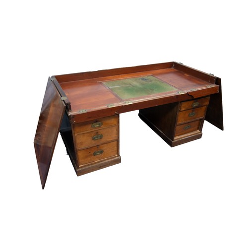 94 - INTERESTING LATE EIGHTEENTH/EARLY NINETEENTH CENTURY MAHOGANY ARCHITECTS OR CAMPAIGN TWIN PEDESTAL D... 