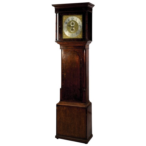 25 - EIGHTEENTH CENTURY OAK AND MAHOGANY CROSSBANDED LONGCASE CLOCK SIGNED ABR(AHA)M FELL, ULVERSTON, the... 