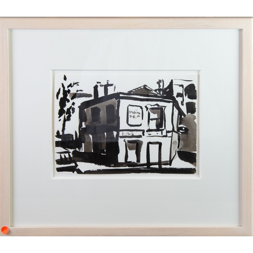 183 - LIAM SPENCER (b.1964) MONOCHROME INK SKETCH Peveril of the Peak public house, ManchesterSigned title... 