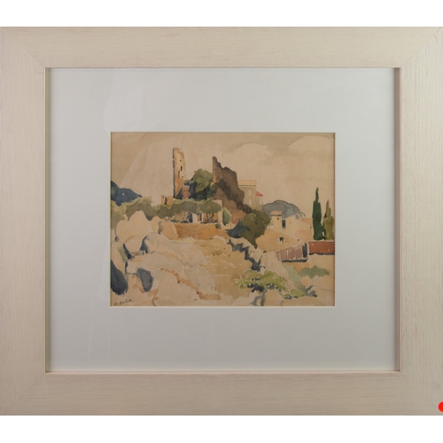 186 - PIERRE ADOLPHE VALETTE (1876-1942)GRAPHITE AND WATERCOLOUR ON WOVE PAPER ‘Chateau en ruines de Beaum... 