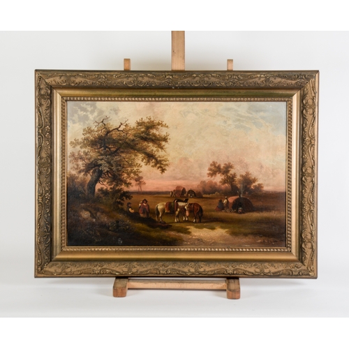 197 - ATTRIBUTED TO EDWARD ROBERT SMYTHE (1810-1899)OIL ON RELINED CANVAS Gypsy Encampment, Autumnal Day U... 