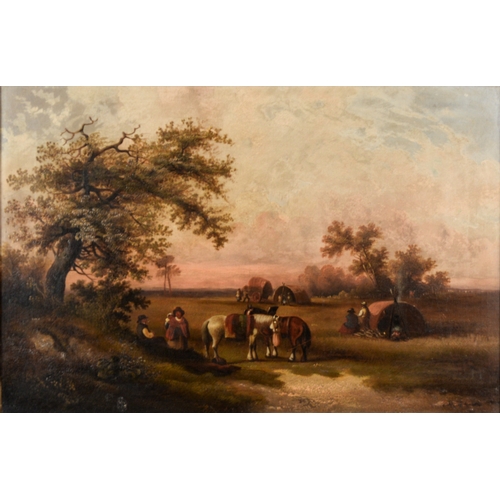 197 - ATTRIBUTED TO EDWARD ROBERT SMYTHE (1810-1899)OIL ON RELINED CANVAS Gypsy Encampment, Autumnal Day U... 