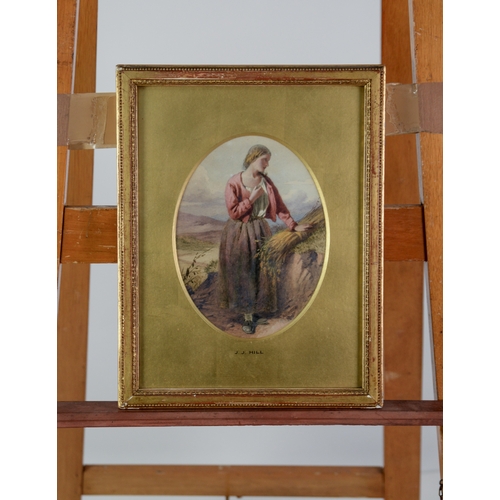 198 - ATTRIBUTED TO JOHN JAMES HILL (1811-1882)WATERCOLOUR, OVAL Female figure with wheat sheafUnsigned, p... 