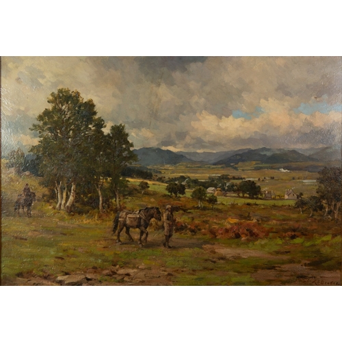 208 - MRS KATE S BRODIE (1853-1913) OIL PAINTING ON CANVAS A view in the Scottish Lowlands with two figure... 