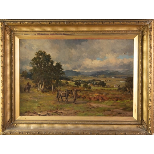 208 - MRS KATE S BRODIE (1853-1913) OIL PAINTING ON CANVAS A view in the Scottish Lowlands with two figure... 