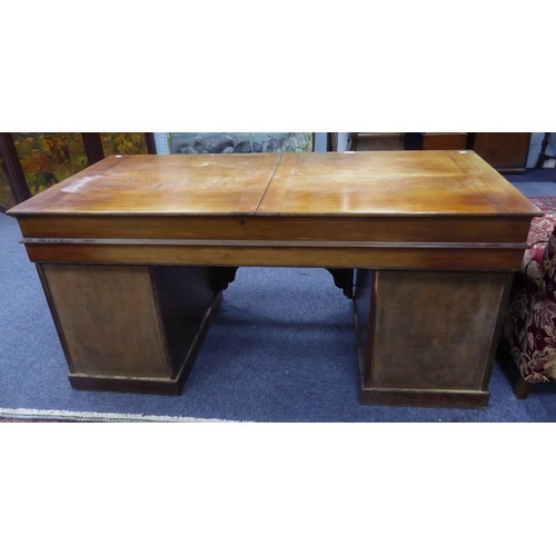 94 - INTERESTING LATE EIGHTEENTH/EARLY NINETEENTH CENTURY MAHOGANY ARCHITECTS OR CAMPAIGN TWIN PEDESTAL D... 