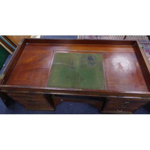 94 - INTERESTING LATE EIGHTEENTH/EARLY NINETEENTH CENTURY MAHOGANY ARCHITECTS OR CAMPAIGN TWIN PEDESTAL D... 