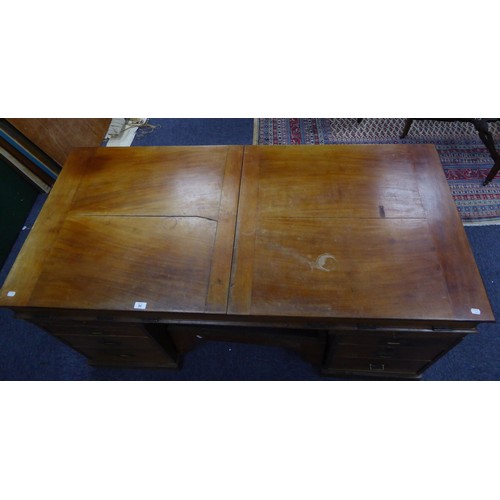 94 - INTERESTING LATE EIGHTEENTH/EARLY NINETEENTH CENTURY MAHOGANY ARCHITECTS OR CAMPAIGN TWIN PEDESTAL D... 