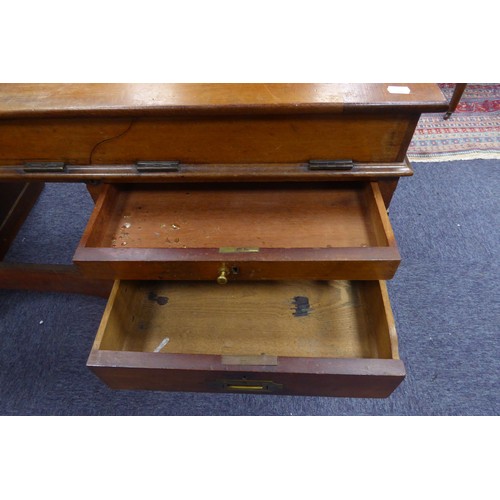 94 - INTERESTING LATE EIGHTEENTH/EARLY NINETEENTH CENTURY MAHOGANY ARCHITECTS OR CAMPAIGN TWIN PEDESTAL D... 