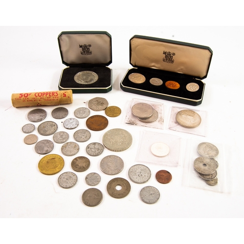 102 - SELECTION OF WORLD COINAGE, MAINLY MID-20th CENTURY, including a proof set of four Soth Arabia coins... 