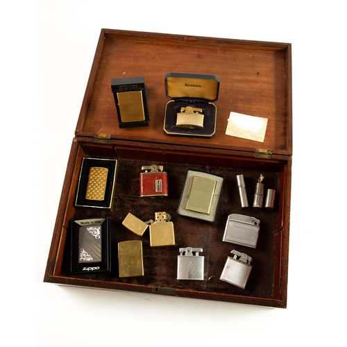 254 - SMOKING PARAPHERNALIA: a good collection of pocket cigarette lighters including five Zippo lighters,... 