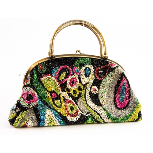 451 - BUTLER & WILSON LADY'S EVENING HANDBAG with all over bugle bead and sequinned decoration, gilt m... 