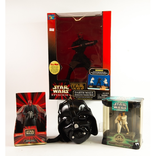 372 - TWO BOXED STAR WARS 'DARTH MAUL' BATTERY POWERED FIGURES (no tests made); together with a SELECTION ... 