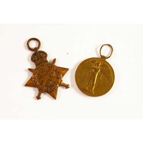 117 - TWO WORLD WAR I SERVICE MEDALS, viz, 1914 Star awarded to 1620 - Pte J. Albert, 8/Cheshire and the g... 