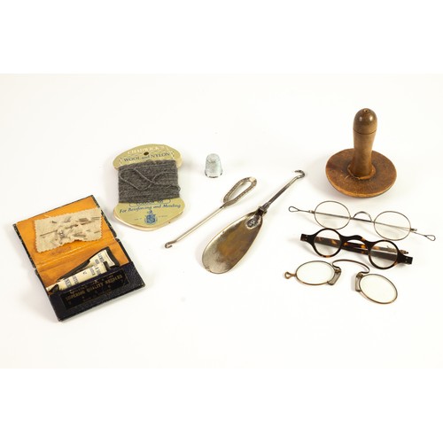 239 - VINTAGE PAIR OF PINCE-NEZ; VINTAGE WIRE-FRAMED SPECTACLES AND A PAIR OF TORTOISESHELL SPECTACLES WIT... 