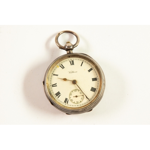 454 - AM WATCH CO, WALTHAM MASSACHUSETTS, SILVER CASED OPEN FACE POCKET WATCH, key wind movement, No. 1915... 