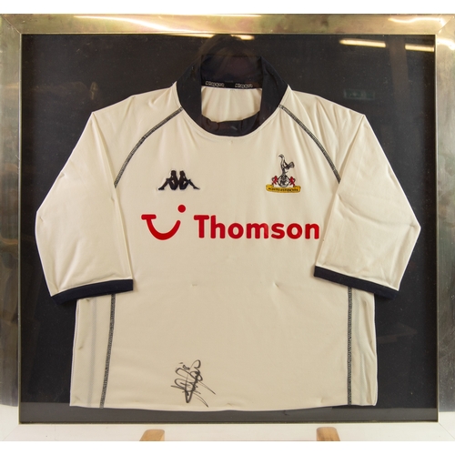 216 - TOTTENHAM HOTSPURS - JERMAIN DEFOE SIGNED SHIRT, home, framed, with certificate of authenticity